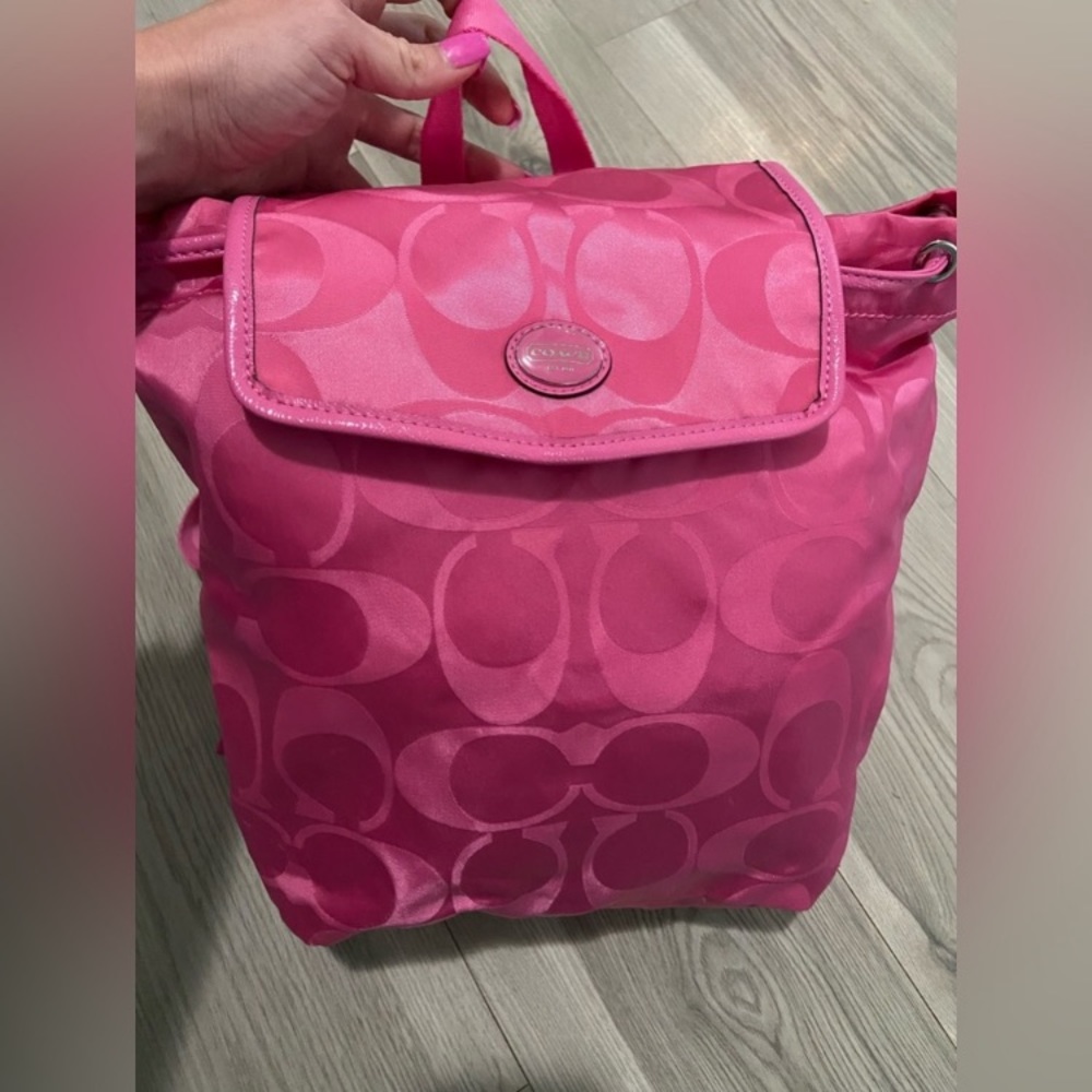 Like New Pink Coach Nylon Travel Backpack